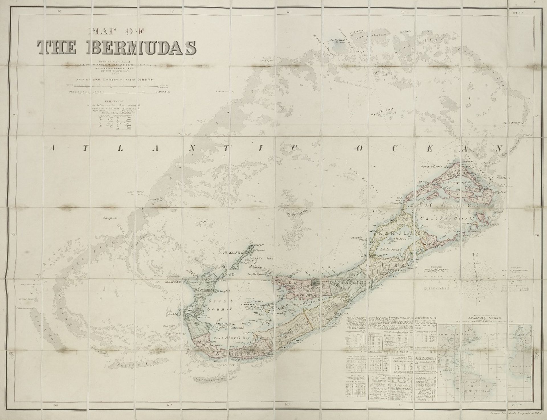BERMUDA - WALL MAP Map of the Bermudas. Published by Direction of His Excellency M. Genl. J[ohn]...