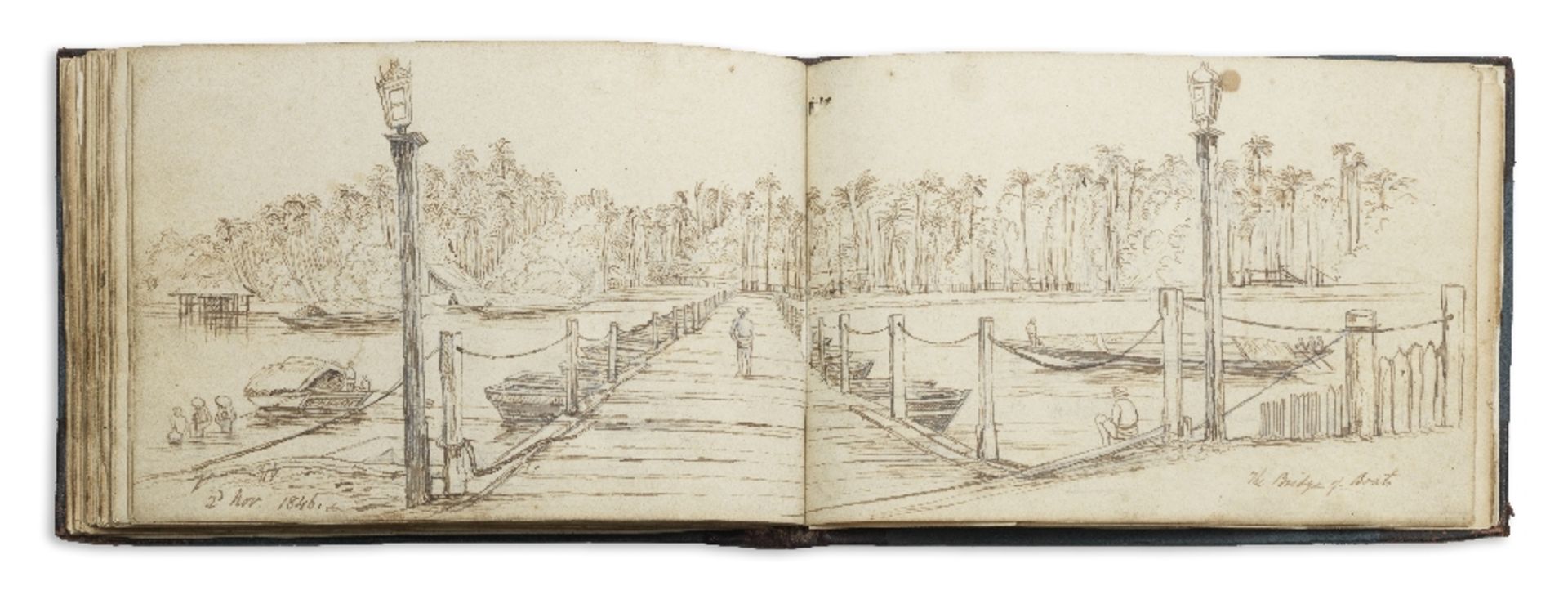 Andrew Nicholl RHA (Irish, 1804-1886), circa 1846 An album of approximately 45 sketches includin...