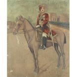 INDIA - PRINCELY RULER Equestrian portrait of an unidentified princely ruler, in riding outfit a...