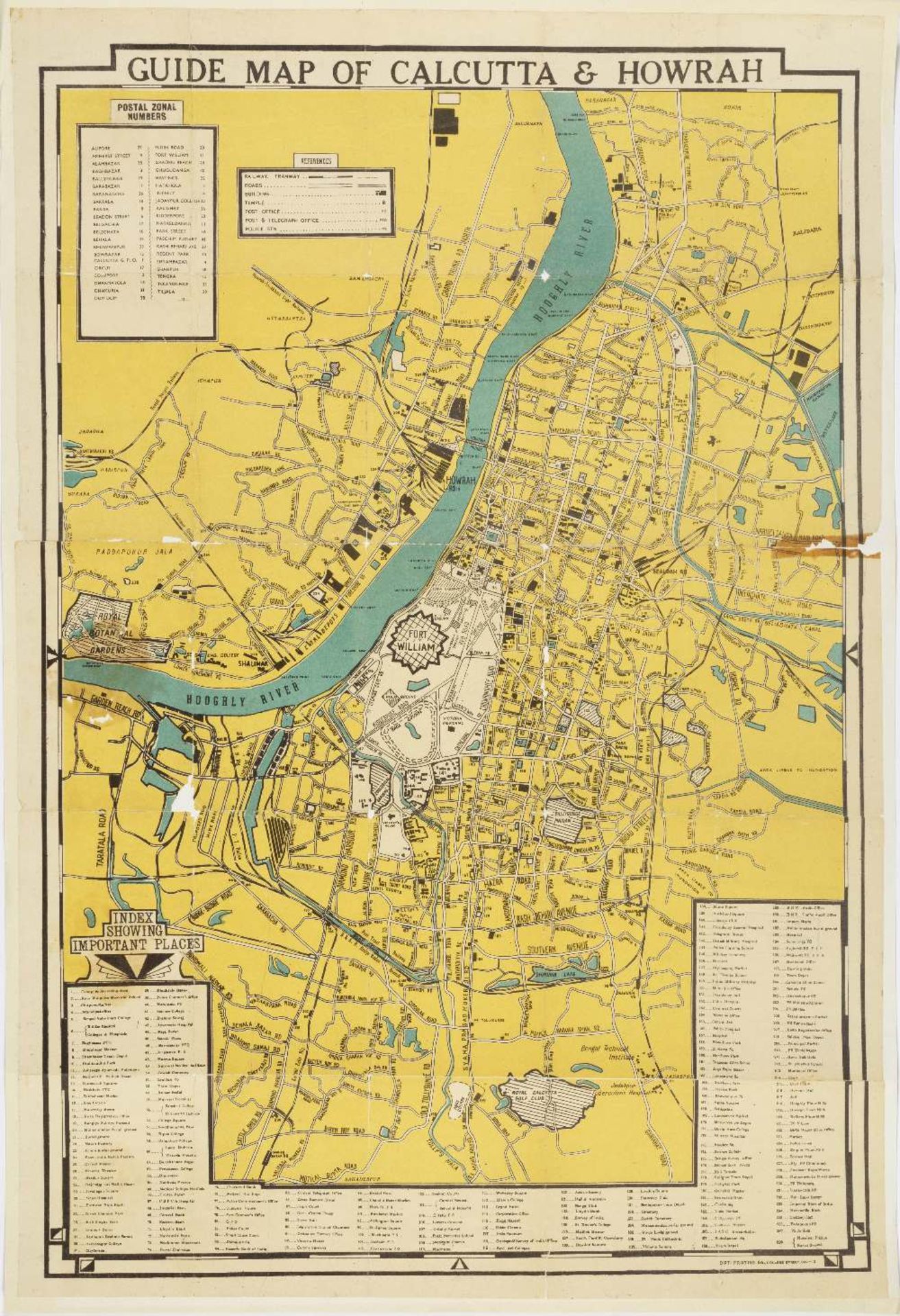 CALCUTTA AND BENGAL - MAPS. Guide Map of Calcutta & Howrah, Calcutta, c.1950; New West Bengal as...