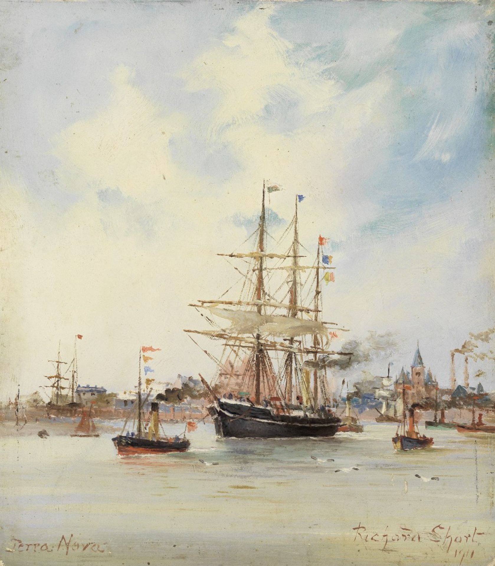 Richard Short (British, 1841-1916) Terra Nova leaving Cardiff, 15 June 1910 unframed