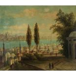 Erik B. Pauly (German, 1869-1918) A view of Istanbul and the Bosphorus
