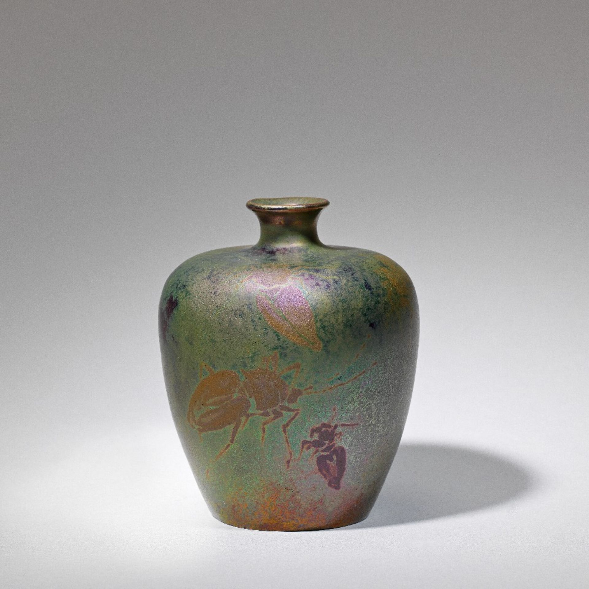 Clement Massier Beetle lustre vase, circa 1900