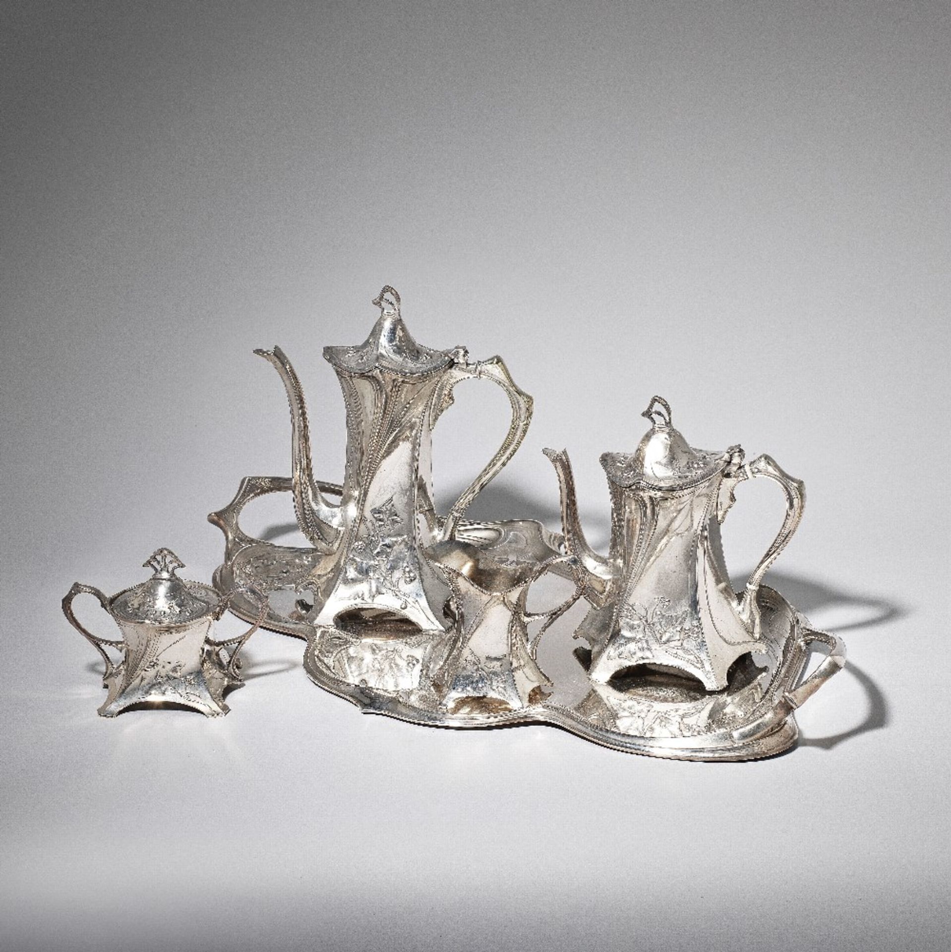 WMF (W&#252;rttembergische Metallwarenfabrik) Coffee and tea set with tray, model no.358, circa ...