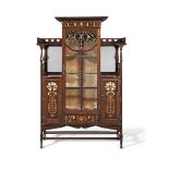 Shapland & Petter of Barnstaple 'Lily' design inlaid mahogany display cabinet, circa 1900