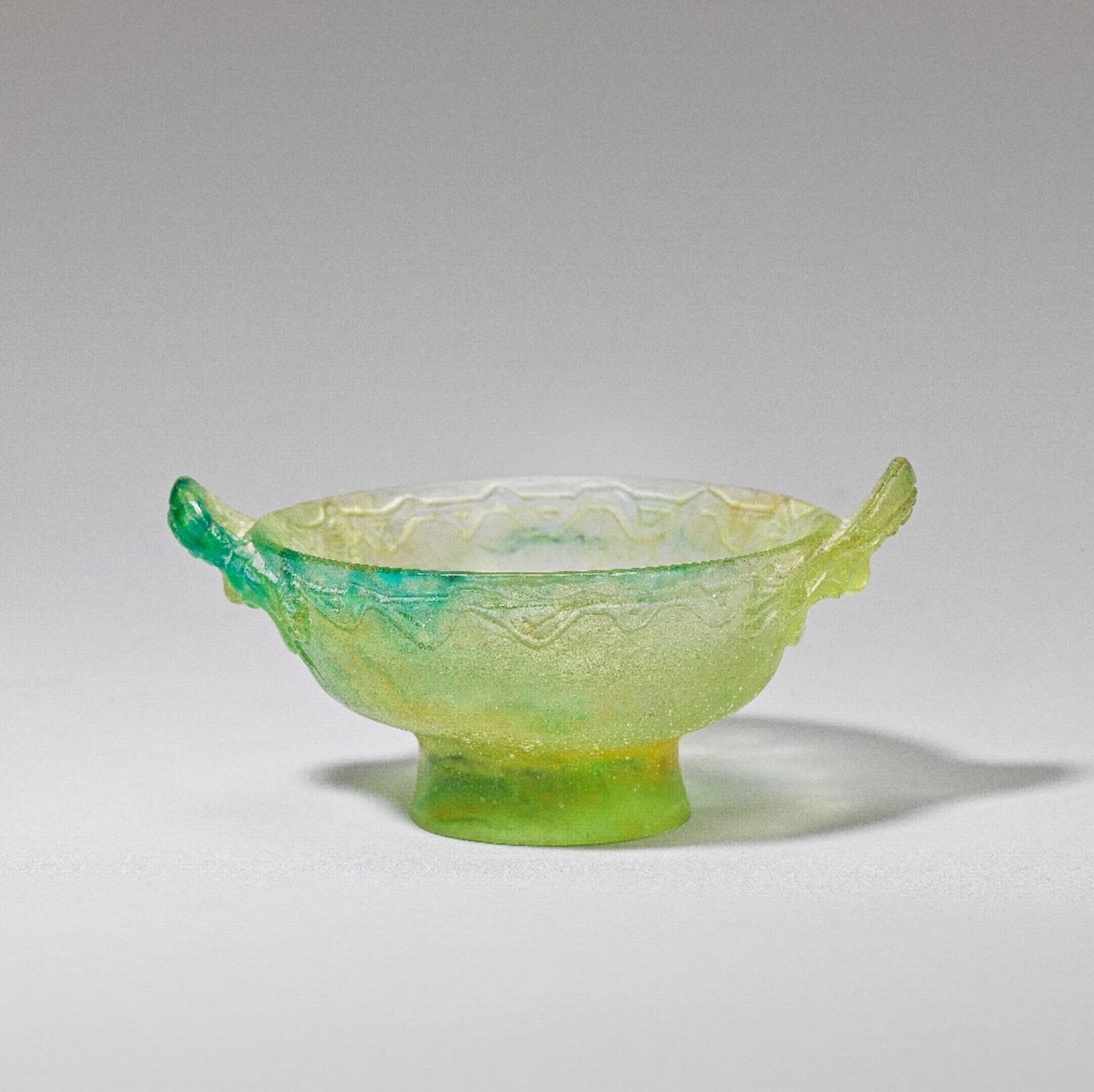 Francois D&#233;corchemont Bowl with 'mask' handles, circa 1912/1913