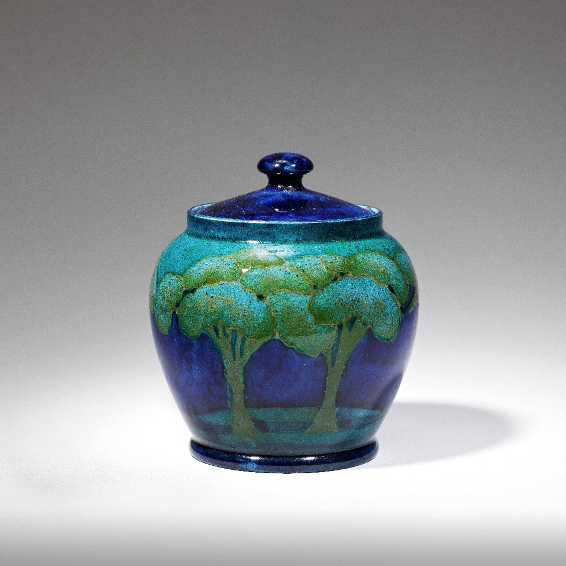 William Moorcroft 'Moonlit Blue' tobacco jar and cover, circa 1925