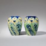 William Moorcroft Pair of 'Peacock Feathers' vases, circa 1902