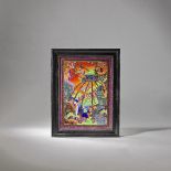 Daisy Makeig-Jones for Wedgwood 'Imps on a Bridge and Tree House' flame fairyland plaque, circ...