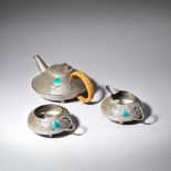 Archibald Knox 'Tudric' three-piece teaset, model no. 0231, circa 1905