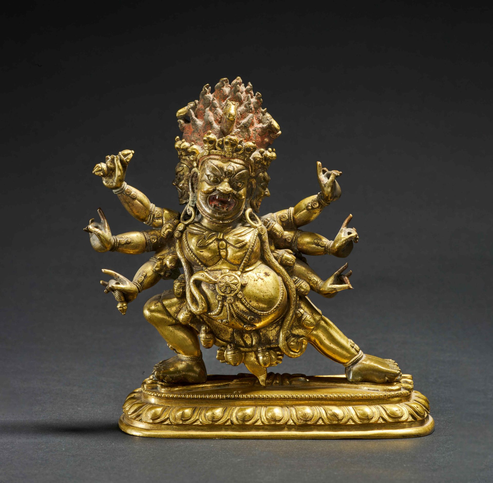 STATUETTE DE HAYAGRIVA EN BRONZE DOR&#201; XVIIIe si&#232;cle (2)