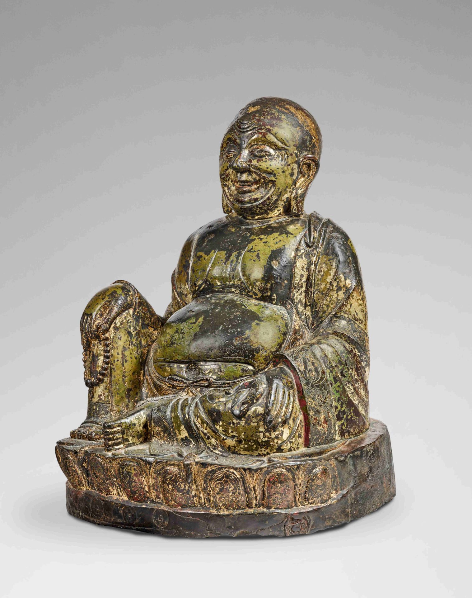 IMPORTANTE STATUE DE BUDAI EN BRONZE Dynastie Ming, dat&#233;e de la V&#232;me ann&#233;e du r&#...