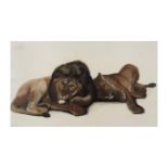 GEORGES LUCIEN GUYOT (1885-1973) Lion et lionne