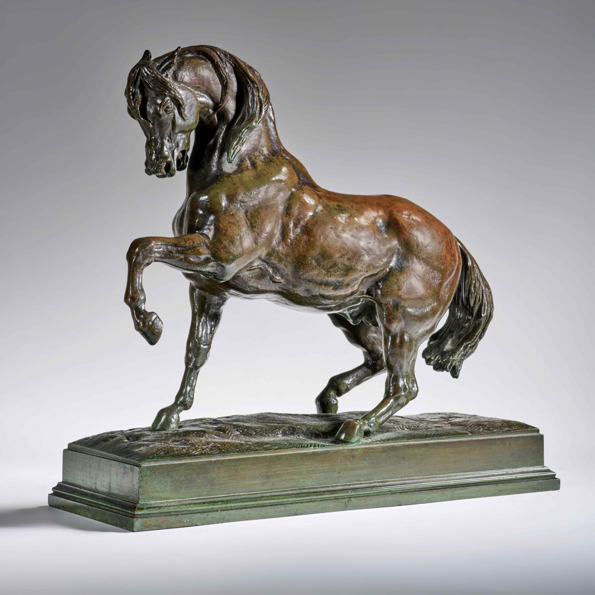 ANTOINE-LOUIS BARYE (1796-1875) Cheval Turc N&#176;2, ant&#233;rieur gauche lev&#233;