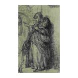 JEAN-FRANCOIS MILLET (1814-1875) Une mendiante et son enfant (recto); Etude de femme allong&#233...