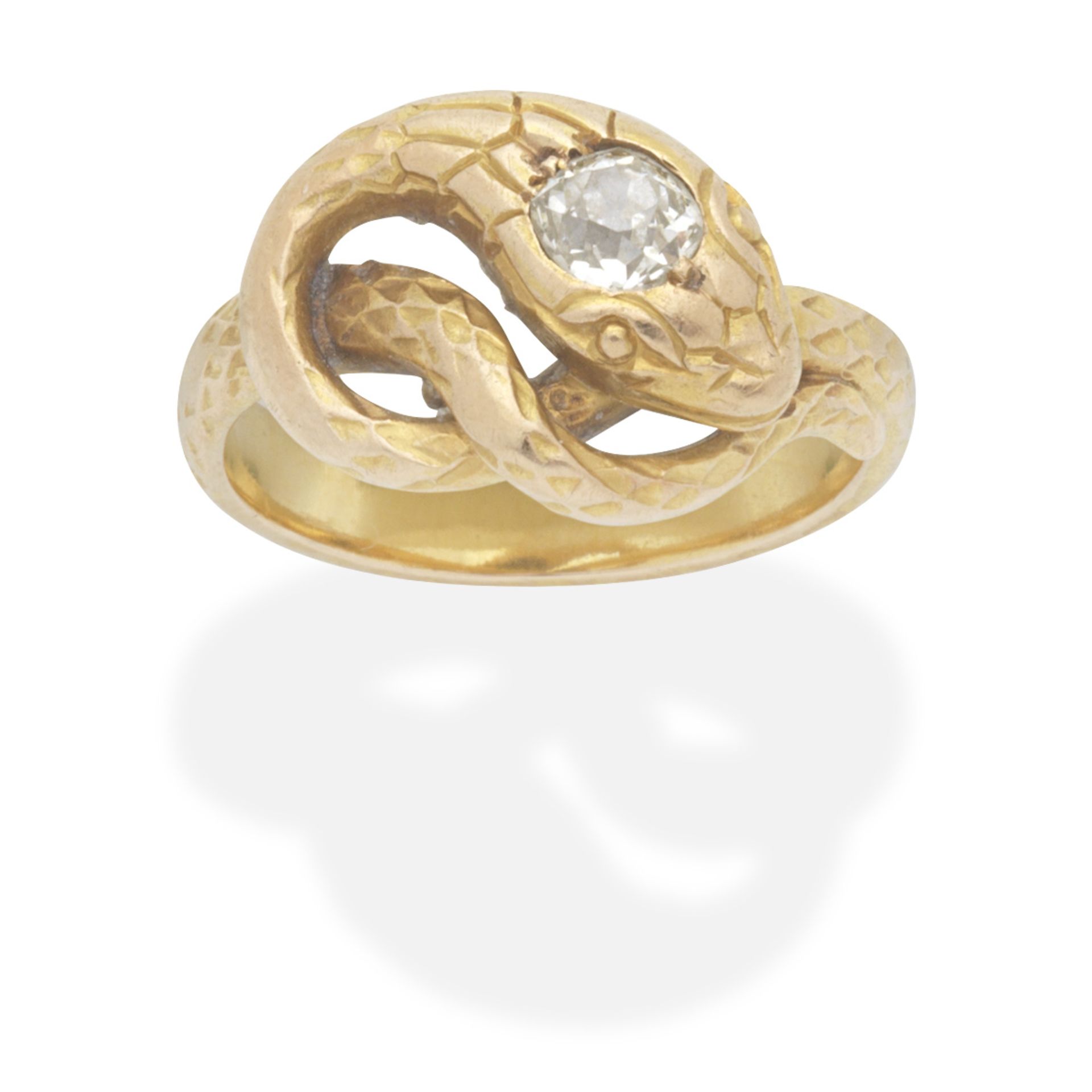 DIAMOND-SET SNAKE RING,