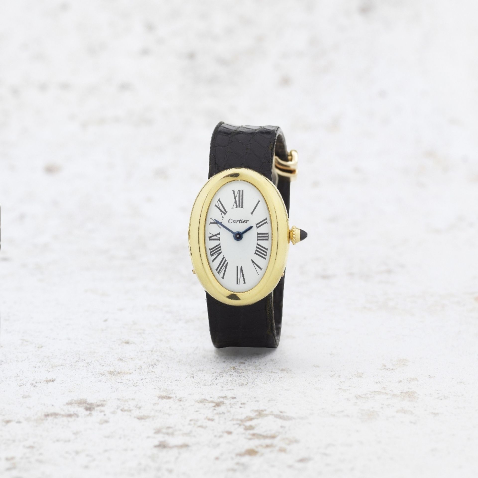 Cartier. A fine and rare lady's 18K gold manual wind wristwatch from the London workshops Baign...