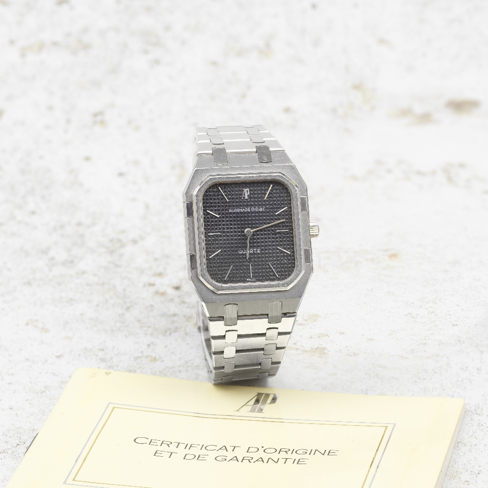 Audemars Piguet. A stainless steel quartz bracelet watch Royal Oak, Ref: ST6005 Jumbo, Purchase...