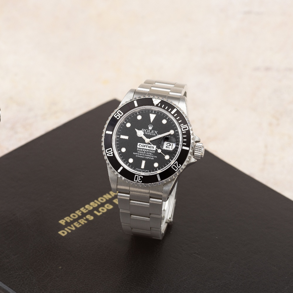 Rolex. A rare stainless steel automatic calendar bracelet watch Comex Submariner, Ref: 16800, C...