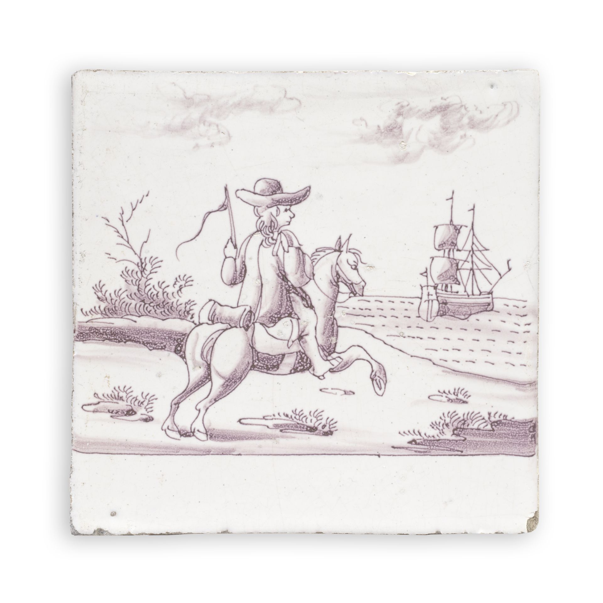 An English delftware Popish Plot tile, circa 1680-1700