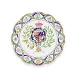 A Flight Worcester plate from the first Duke of Clarence service, circa 1789