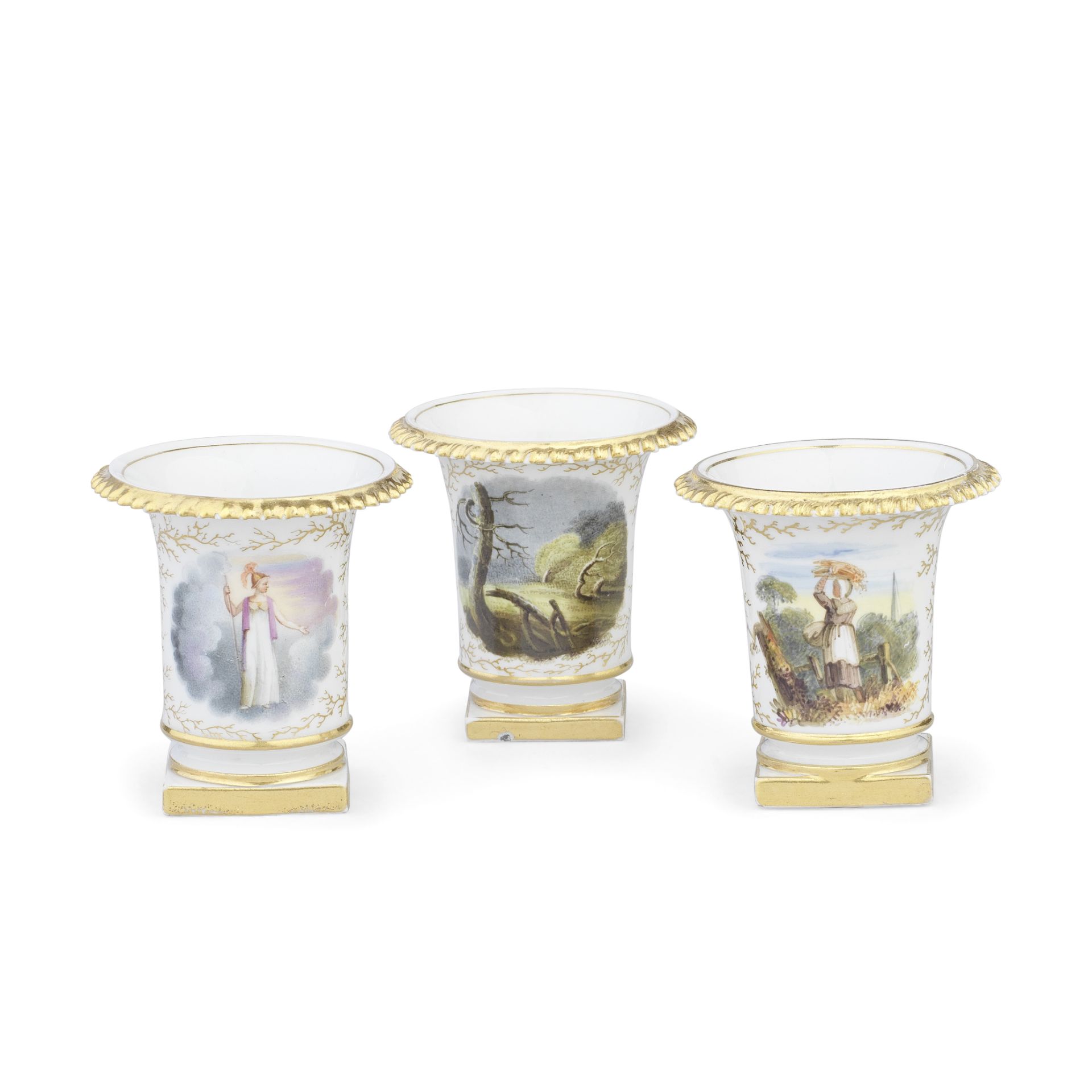 Three Flight, Barr and Barr Worcester miniature vases, circa 1825