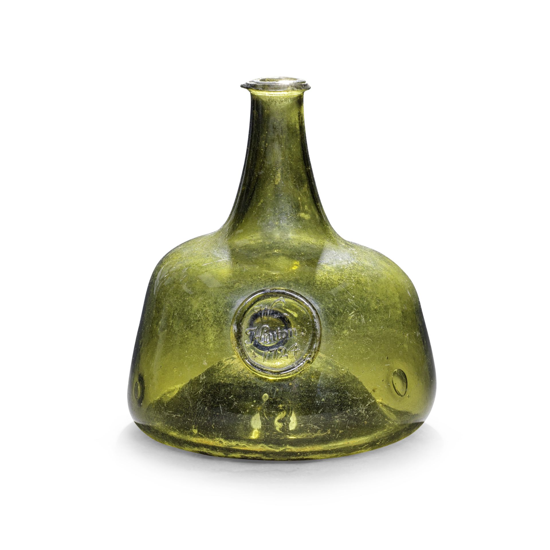 A very rare sealed 'Mallet' wine bottle, dated 1724