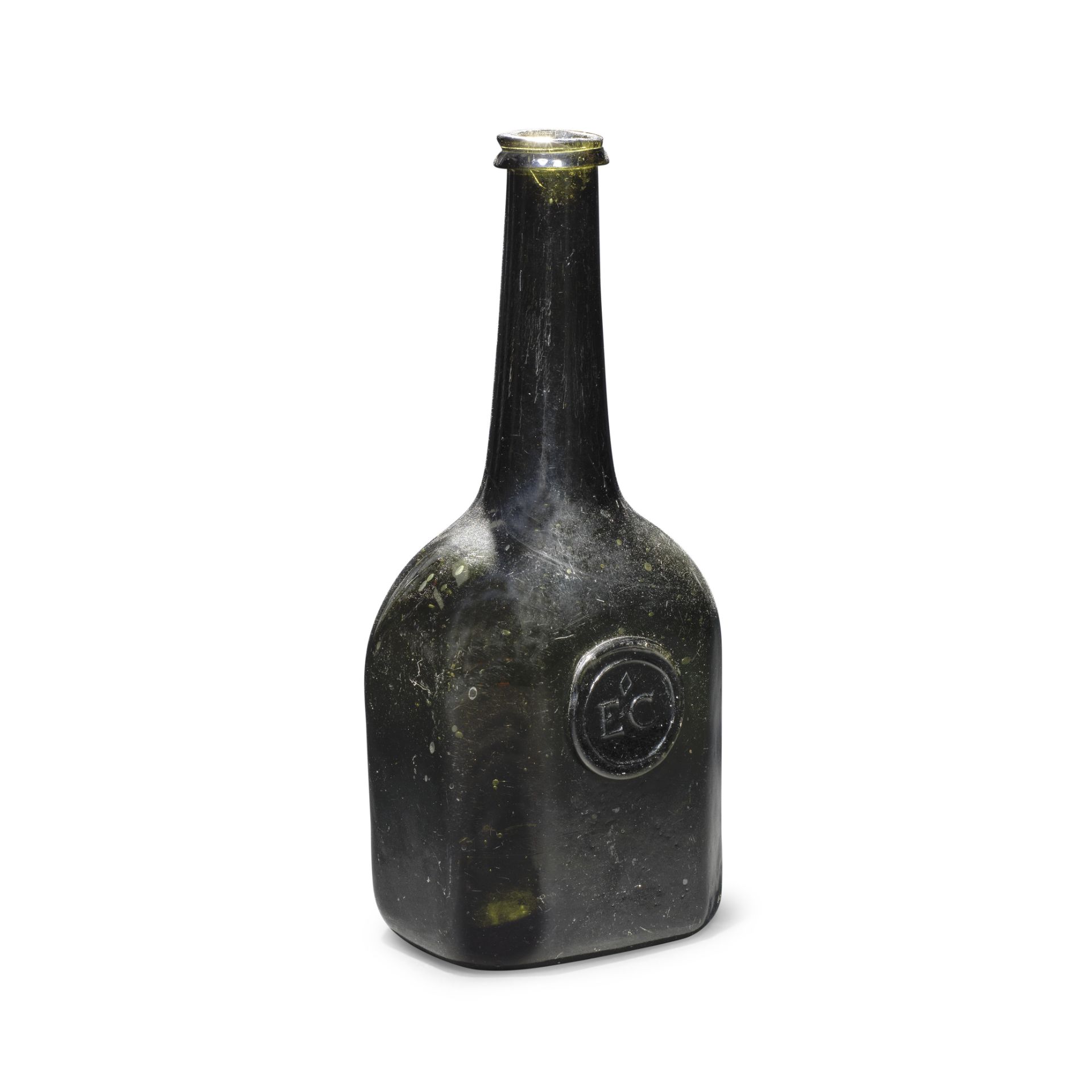 A very rare sealed half size 'Octagonal Cylinder' wine bottle of possible American interest, cir...