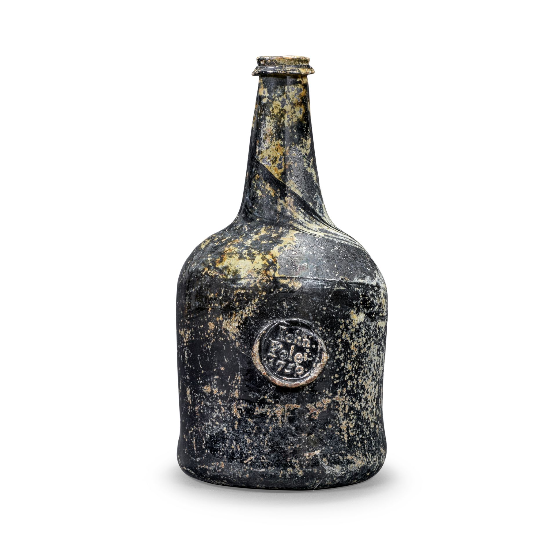 A rare sealed 'Cylinder' wine bottle of American interest, dated 1750