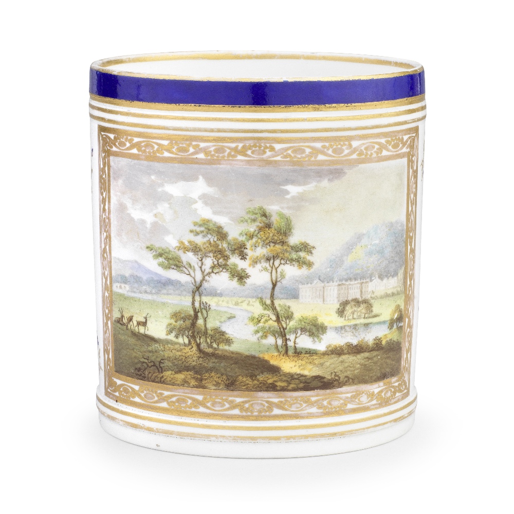 An important Pinxton porter mug by William Billingsley, circa 1796-99