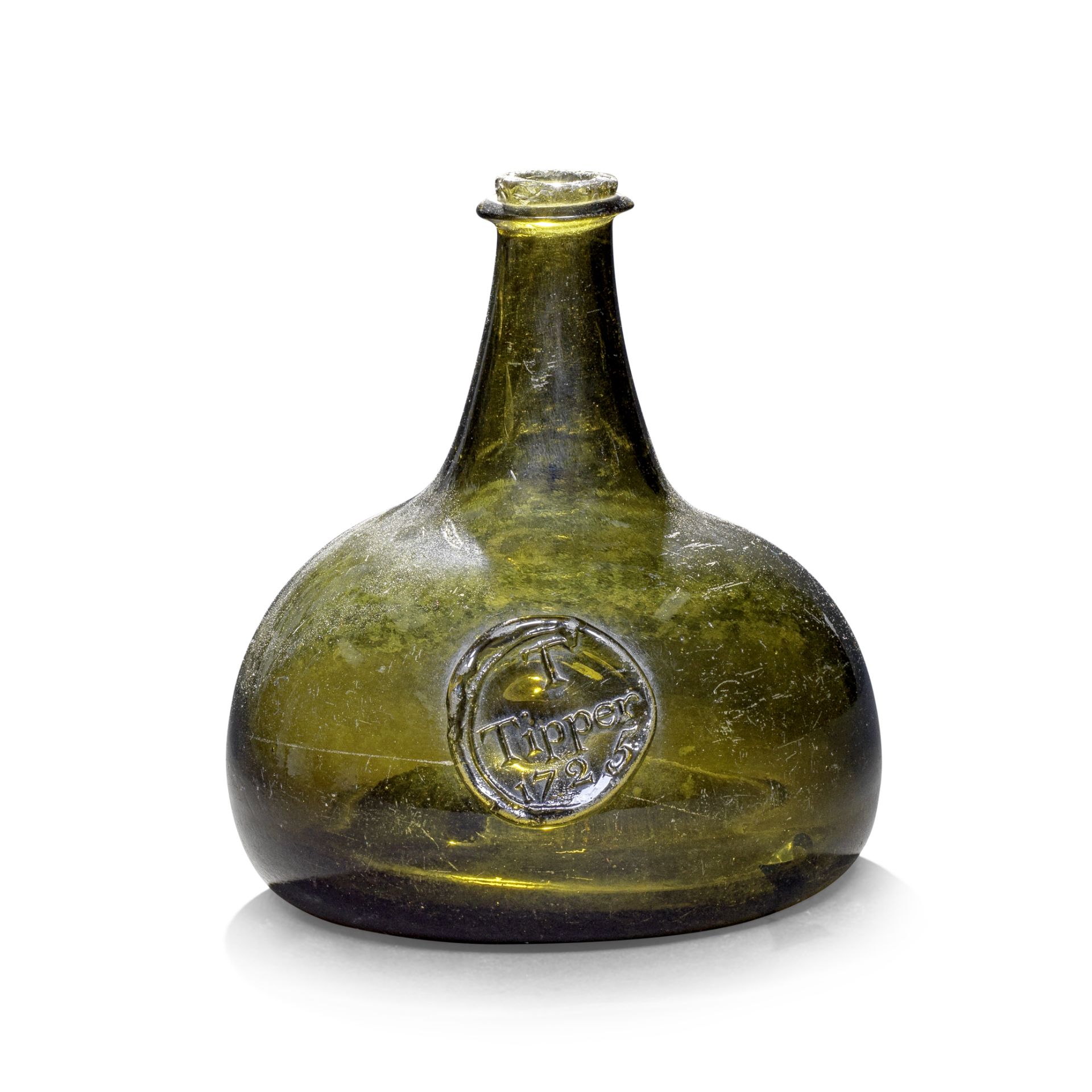 A very rare sealed half size 'Onion' wine bottle, dated 1725