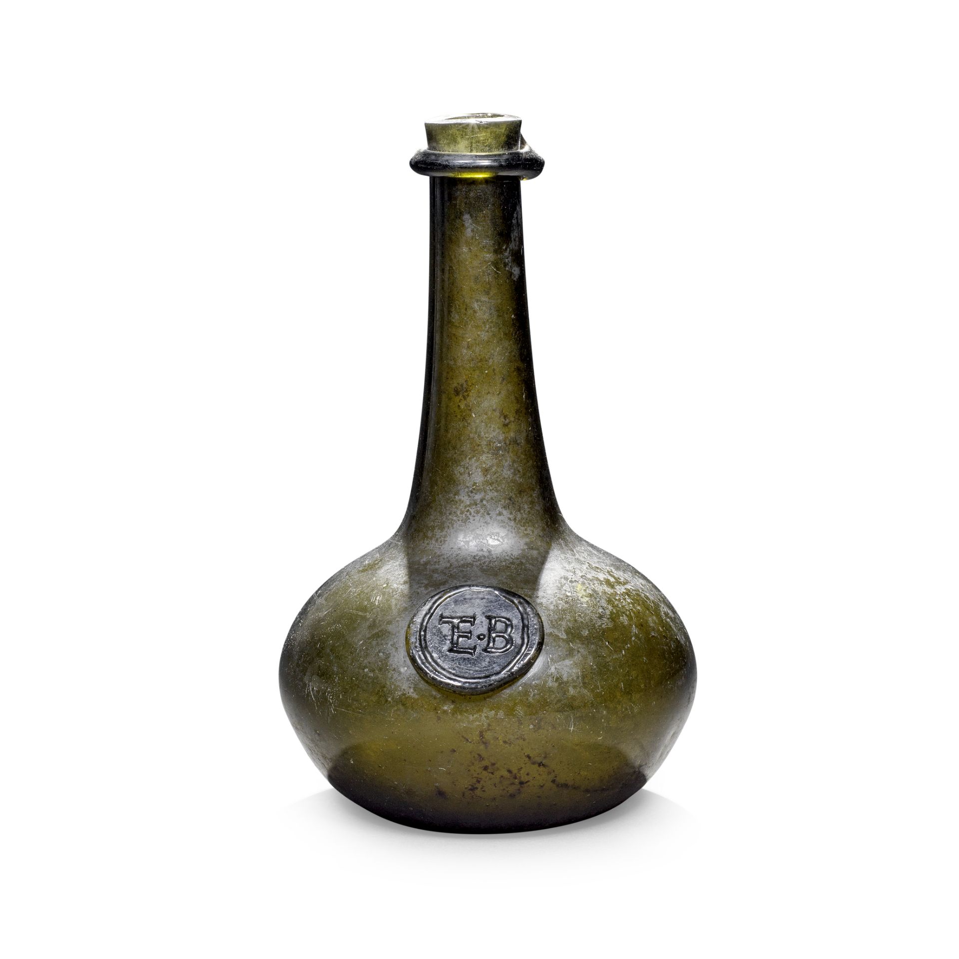 An exceptionally rare sealed half size 'Shaft and Globe' wine bottle, circa 1650-60