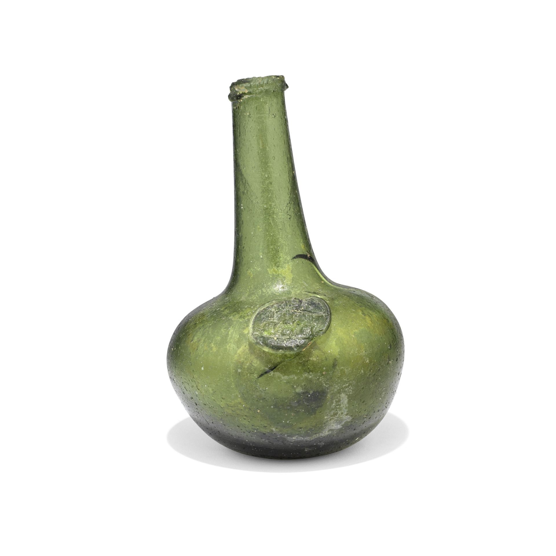 A very rare sealed 'Shaft and Globe' wine bottle, circa 1665