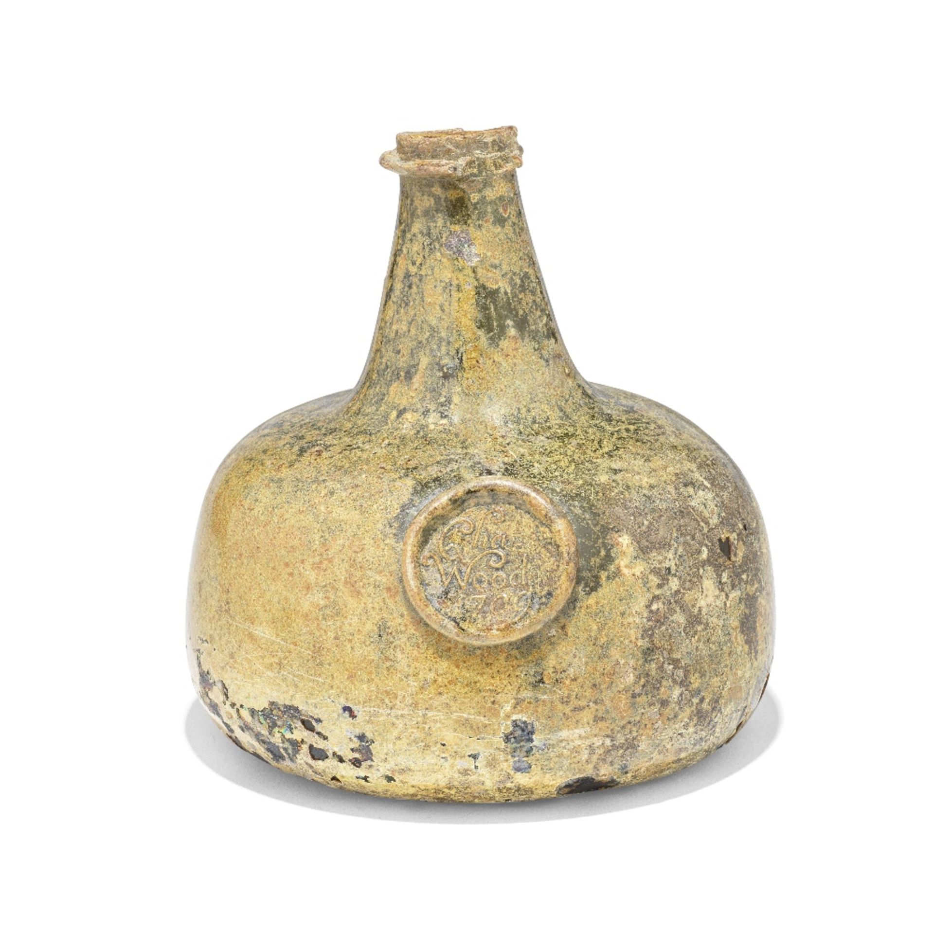 A rare sealed half size 'Onion' wine bottle, dated 1709