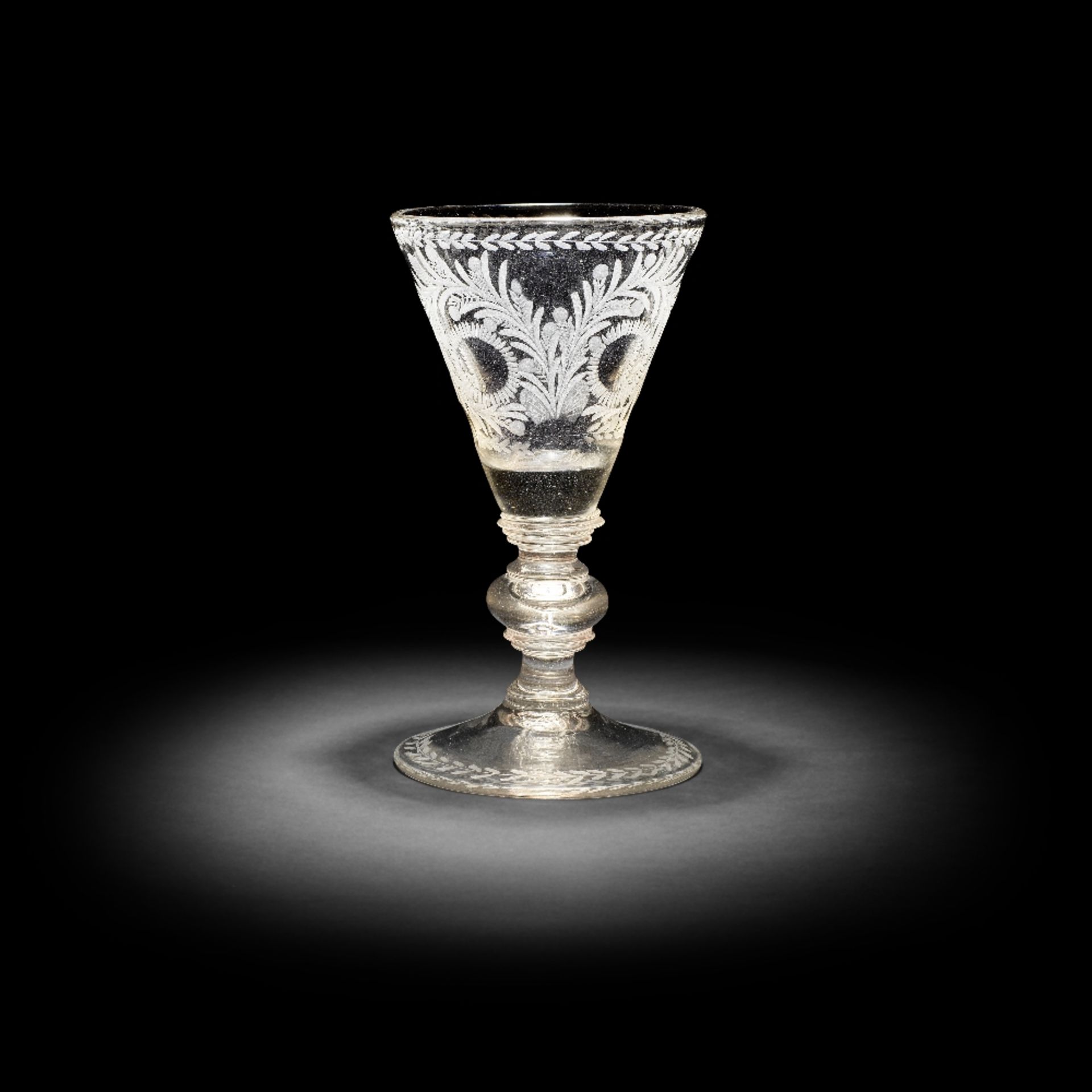 A rare Southern Bohemian engraved baluster goblet, circa 1690