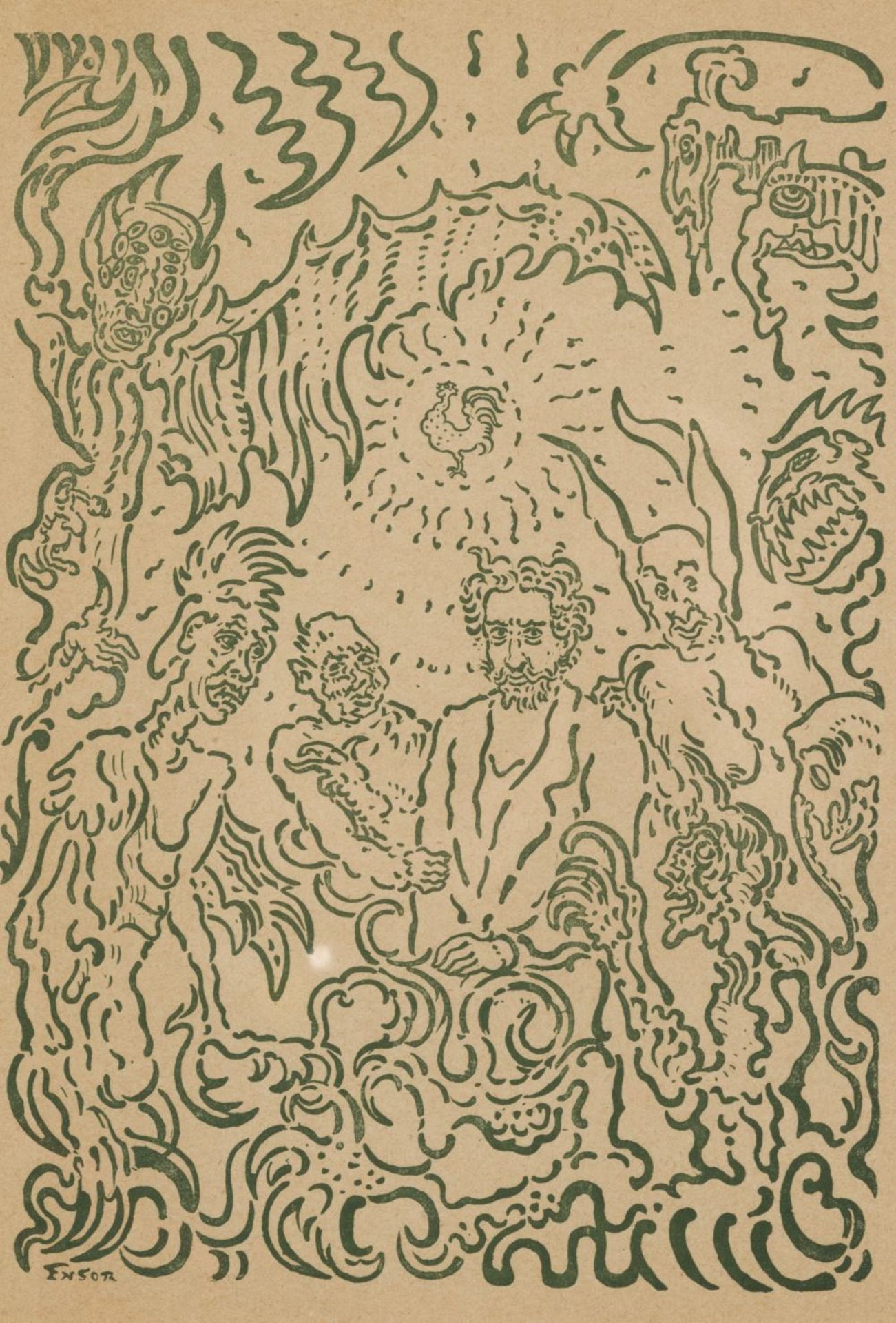 JAMES ENSOR (1860-1949) D&#233;mons me turlupinants,1898 Affiche lithographique pour 'La Plume'....