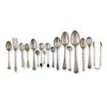 A cased part and matched set of Victorian silver teaspoons and sugar tongs Josiah Williams & Co ...