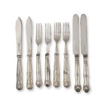 A part set of silver dessert knives and forks Aaron Hadfield, Sheffield, probably George IV (55)