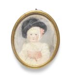 English school, circa 1790 An infant girl said to be the Hon. H. F. L. Lavender, wearing a white...