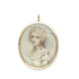 Andrew Plimer (Devon 1763-1837 London) A portrait miniature of a lady wearing white dress with p...
