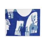 After Pablo Picasso (1881-1973)Jacqueline, c. 1960Knotted wool tapestry, image in blue on cream ...