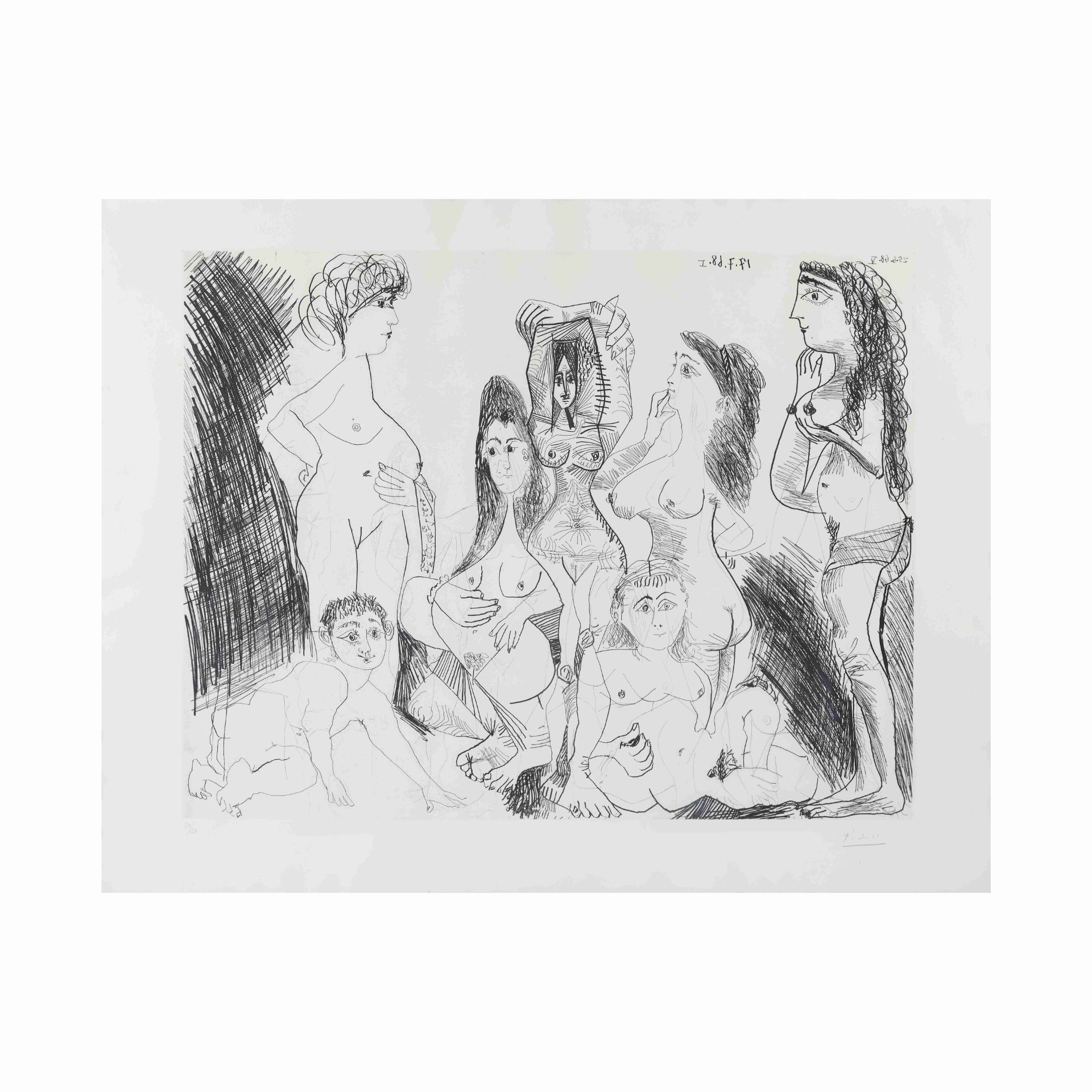 PABLO PICASSO (1881-1973) Gamin se glissant dans un Hammam un Jour r&#233;serv&#233; aux Femmes,...