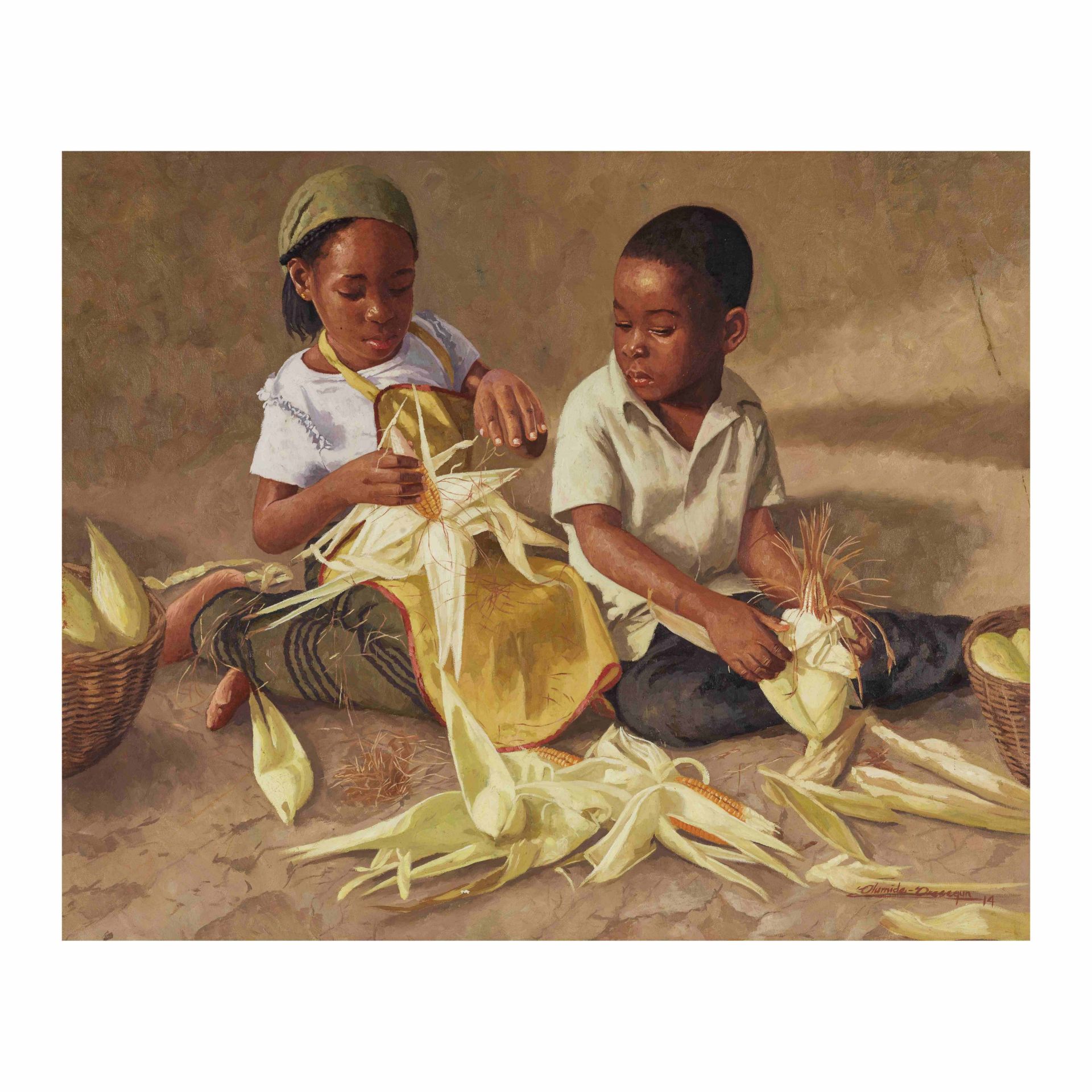 Olumide Oresegun (Nig&#233;ria, n&#233; en 1981) Kids husking corn