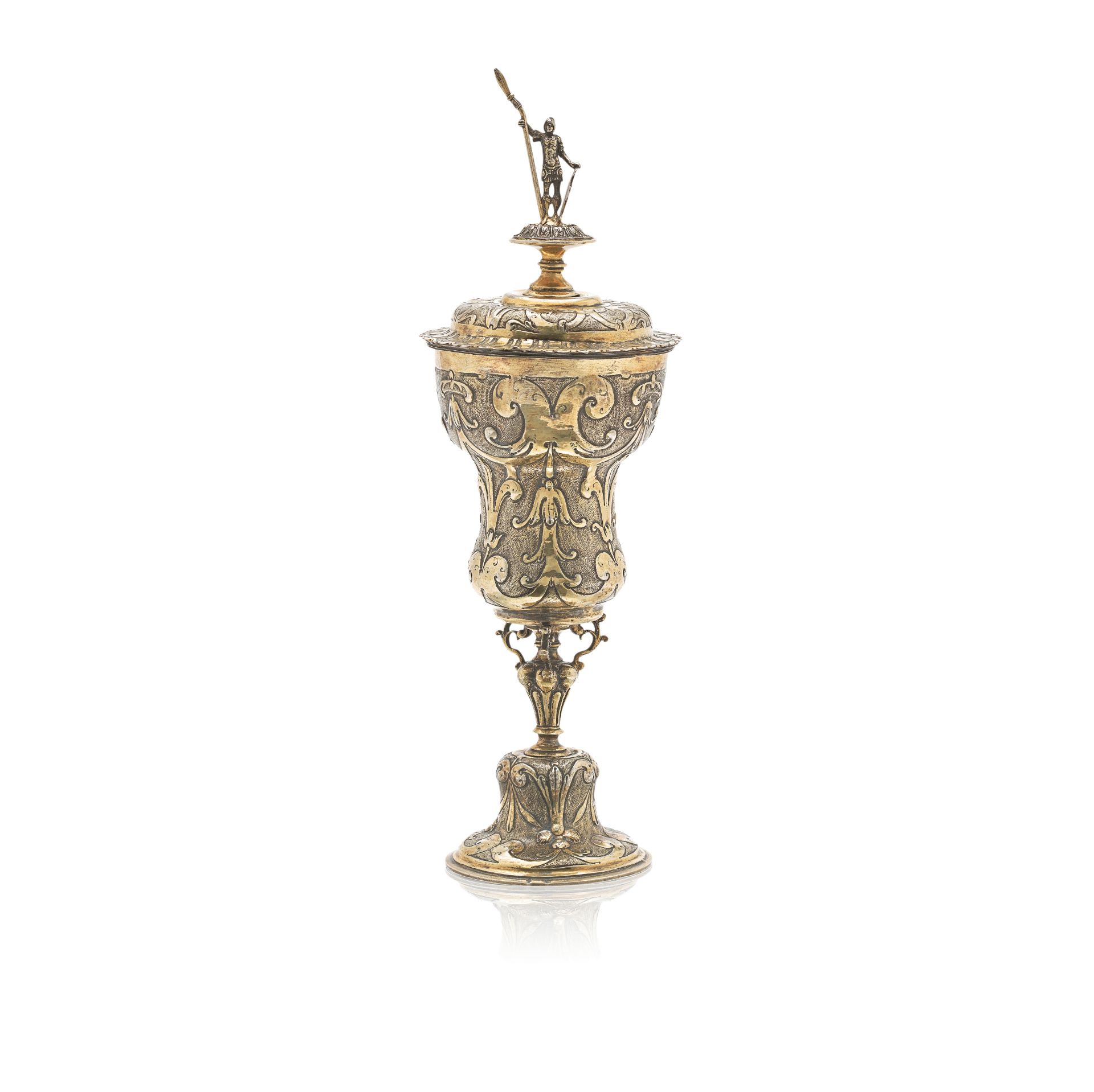 A German silver-gilt standing cup and cover Unknown maker's mark of 'an orb', Augsburg circa 1615