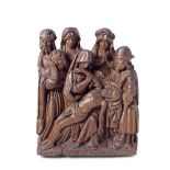 A late 15th century Flemish carved oak figural plaque depicting the LamentationProbably original...