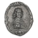 HISTORICAL IMPORTANCE: a Cromwellian silver portrait plaquette of William Lenthall 'CT' unknown
