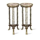 A pair of French late 19th/early 20th century ormolu mounted mahogany, marble and polished steel...