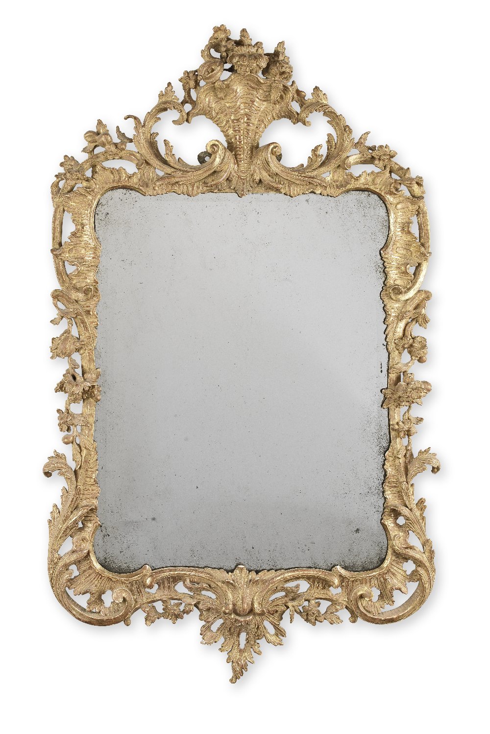 A late George II or early George III giltwood mirror 1755-1765