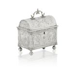 A Dutch silver marriage casket, knottekistje 17th century, unmarked, struck later with only two ...