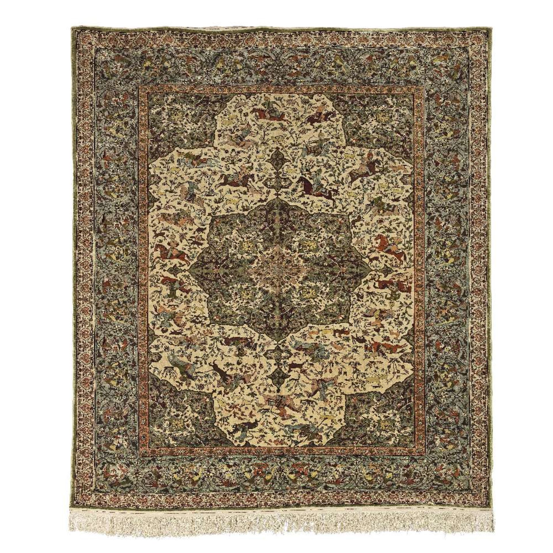 A silk and metal thread Hereke carpet West Anatolia, circa 1950 255cm x 221cm